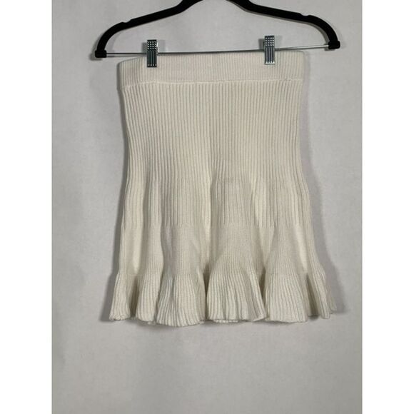 Free people solid gold rib knit mini skirt in ivory size medium - Picture 2 of 9